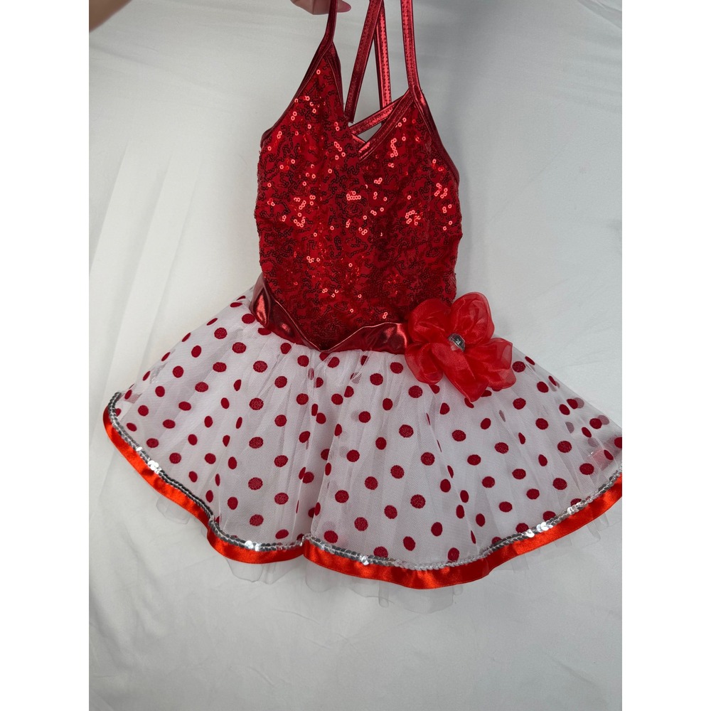 Laylas Red Sequin Polka Dot Dance Tutu Costume Leotard Girls SC Small Child